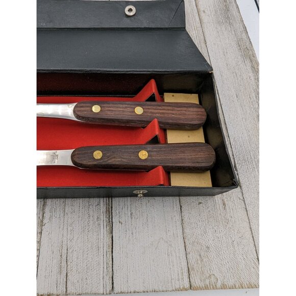 Vintage Warco Schwans Set of 2 Carving Knife Meat Fork Stainless Steel in Box - Picture 2 of 9